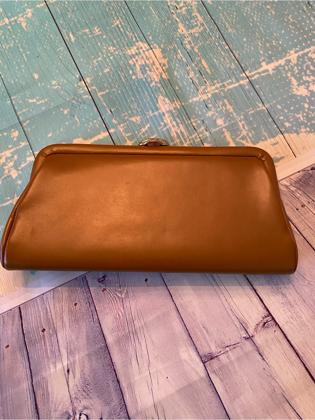 Vintage Lighter Brown Leather Clutch